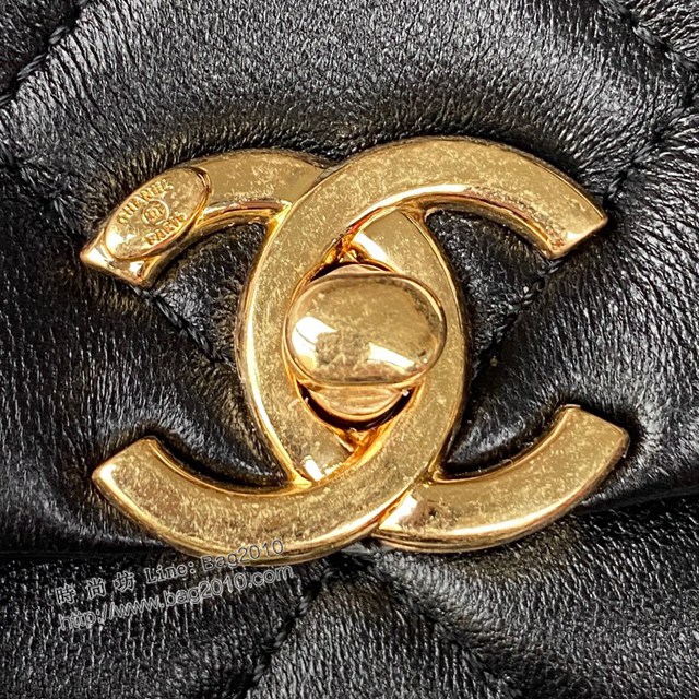 Chanel專櫃22A新款經典菱格口蓋包 AS3365小號 香奈兒粗曠金色鏈子潤飾手袋小羊皮女包 djc5108